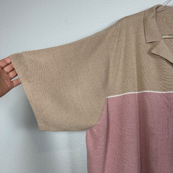 Brownstone Studio women plus size 2X short sleeve knit top 100% silk tan pink - Picture 4 of 12